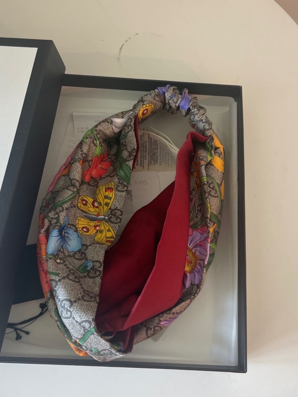 Gucci Multicolor Floral Twist Headband with Red Lining - Picture 4 of 8